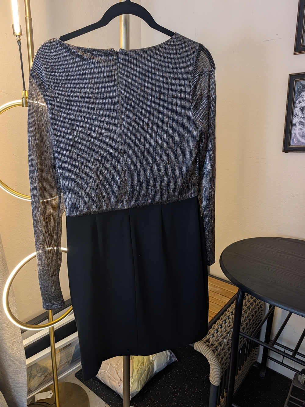 Ralph Lauren Black Dress with Metallic Bronze Wrap Bodice - Picture 3 of 3